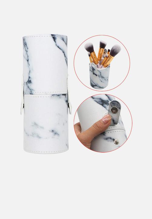Glam Beauty - 10 Piece Make-Up Brush Set and Case - White Marble