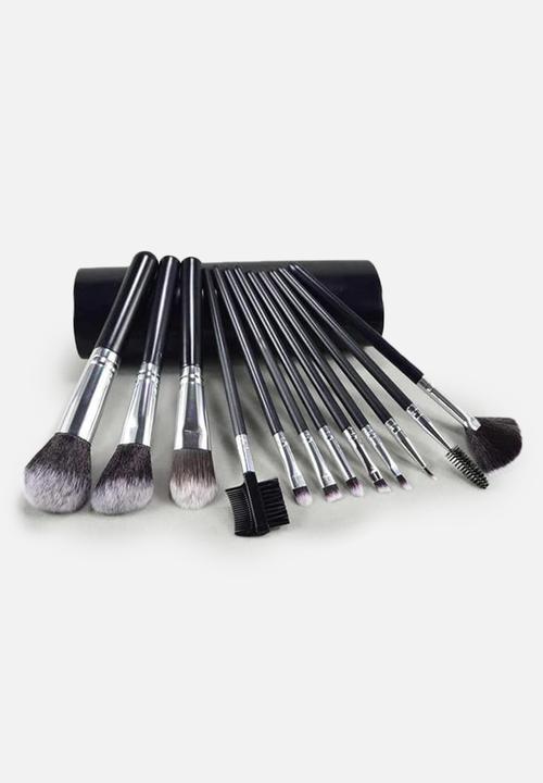 Glam Beauty - 12 Piece Make-Up Brush Set and Case - Black
