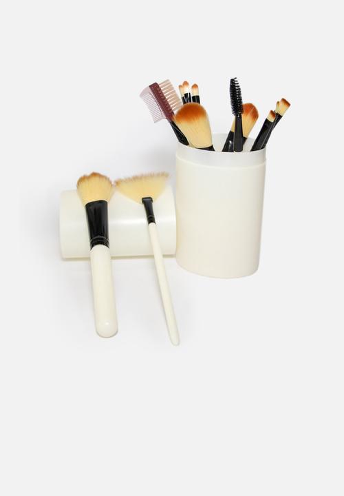 Glam Beauty - 12 Piece Make-Up Brush Set and Case - Cream