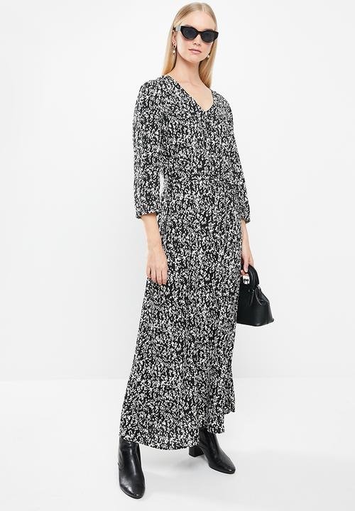 Jacqueline de Yong - Melvin life 7/8 long dress - black & white 