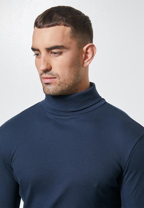 Superbalist - 2-pack sochi long sleeve ribbed roll neck tee - navy & charcoal