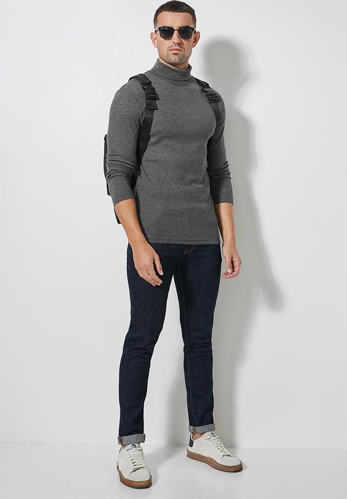 Superbalist - 2-pack sochi long sleeve ribbed roll neck tee - navy & charcoal