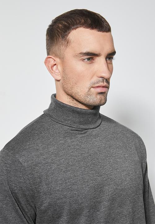 Superbalist - 2-pack milan long sleeve neck tee - charcoal & stone