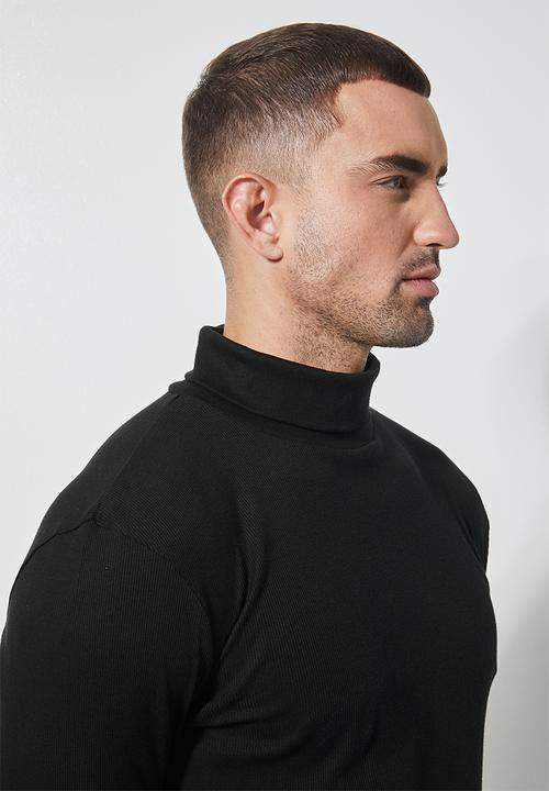 Superbalist - Sochi long sleeve ribbed roll neck tee - black
