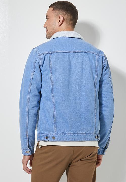 Superbalist - San Fran sherpa lined denim trucker jacket - blue