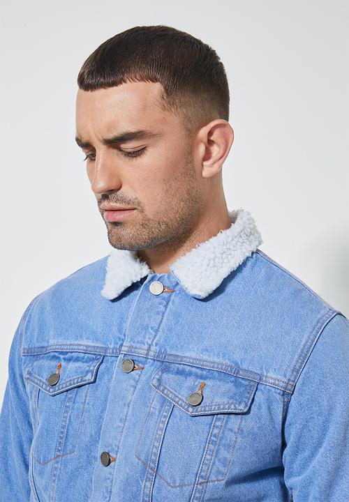 Superbalist - San Fran sherpa lined denim trucker jacket - blue