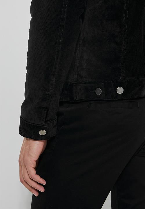 Superbalist - San Fran sherpa lined corduroy trucker jacket - black