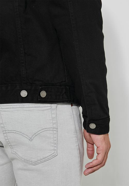 Superbalist - San Fran sherpa lined denim trucker jacket - black