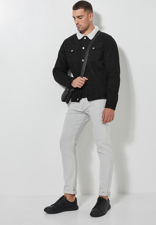 Superbalist - San Fran sherpa lined denim trucker jacket - black