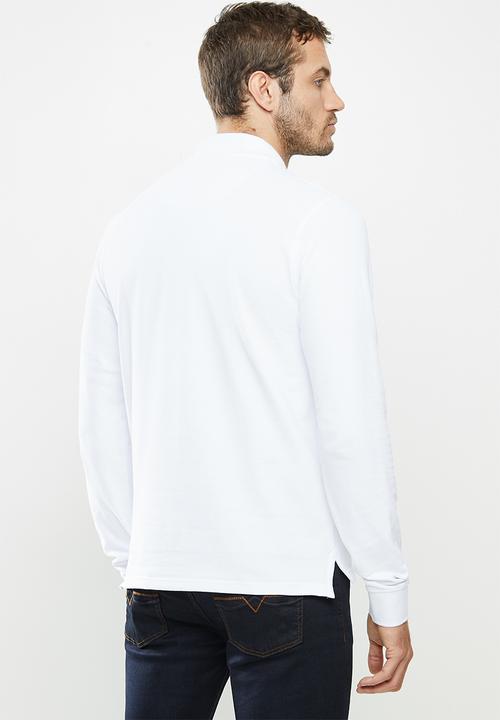 POLO - Mens classic stretch pique ls golfer- white