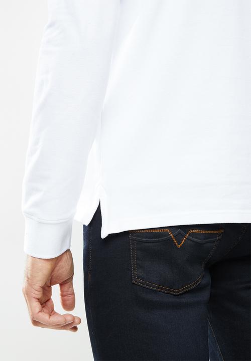 POLO - Mens classic stretch pique ls golfer- white