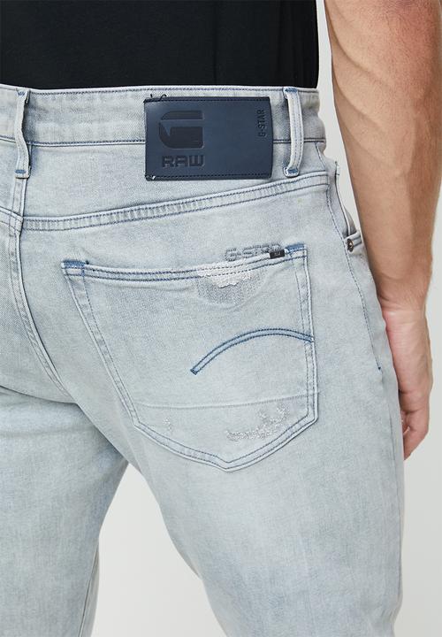 G-STAR - 3301 slim elto stretch denim jeans - vintage ripped oreon grey