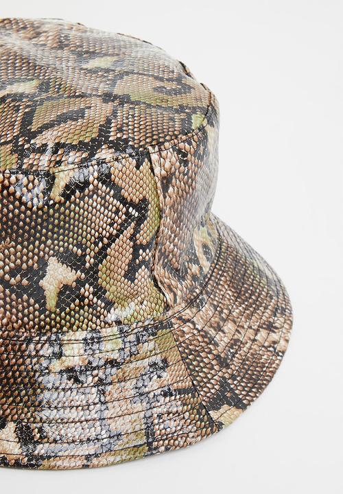 Superbalist - Snakeskin bucket hat-  brown & black