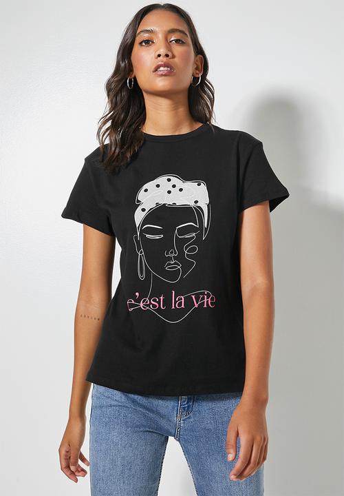 Superbalist - C'est la vie printed tee - black 