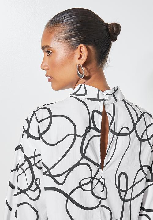 Superbalist - Hi neck tiered dress - white 