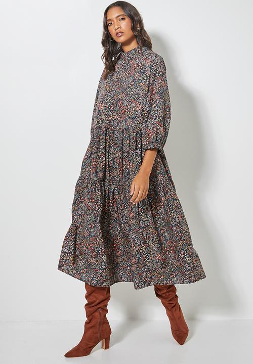 Superbalist - Hi neck tiered dress - multi 