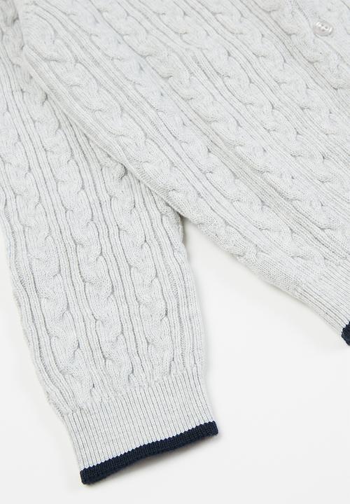 POLO - Girls madison cable knitted cardigan - grey