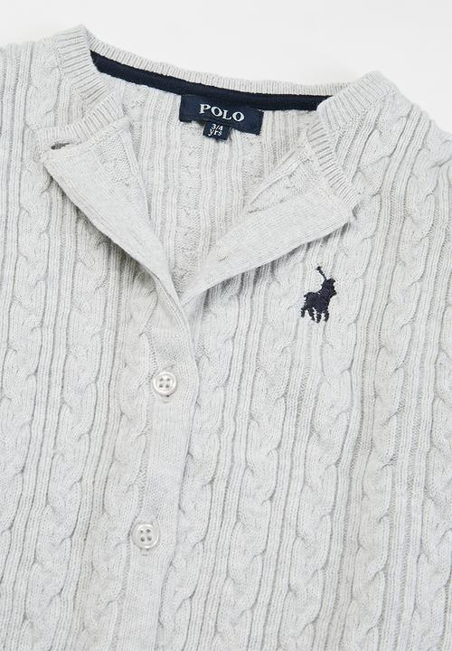 POLO - Girls madison cable knitted cardigan - grey