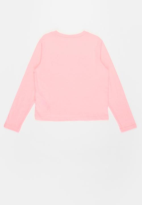 Converse - Girls Converse outlined repeat long sleeve tee - pink