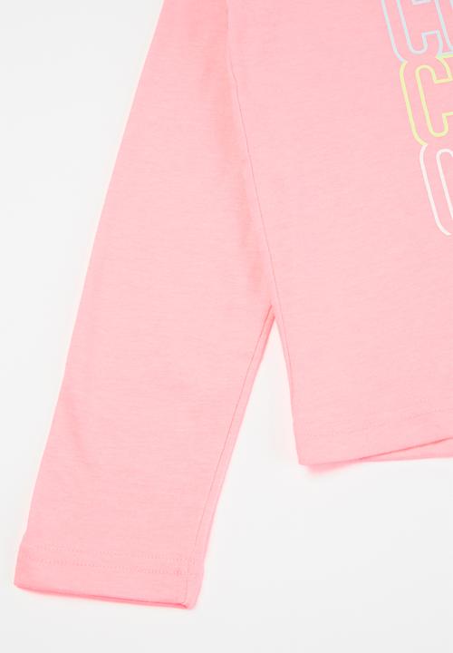 Converse - Girls Converse outlined repeat long sleeve tee - pink