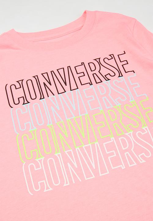 Converse - Girls Converse outlined repeat long sleeve tee - pink