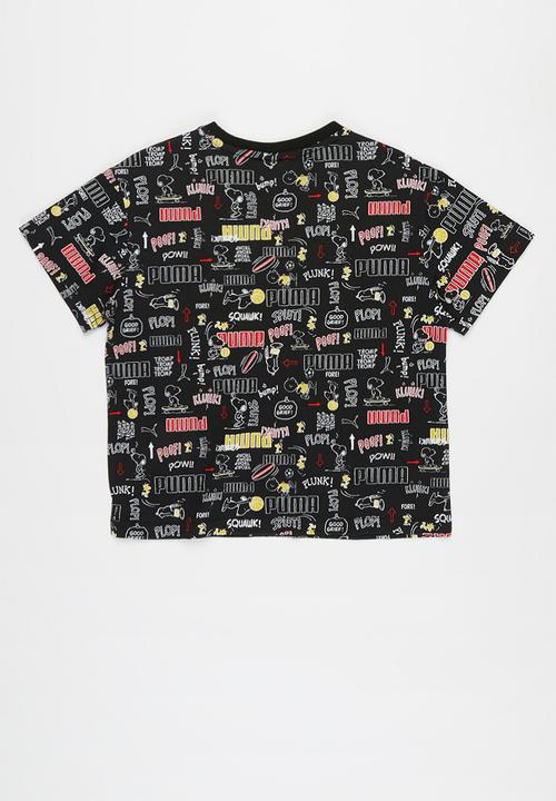 PUMA - Girls puma x peanuts aop tee - black