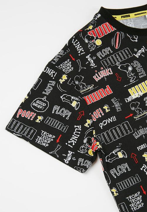 PUMA - Girls puma x peanuts aop tee - black