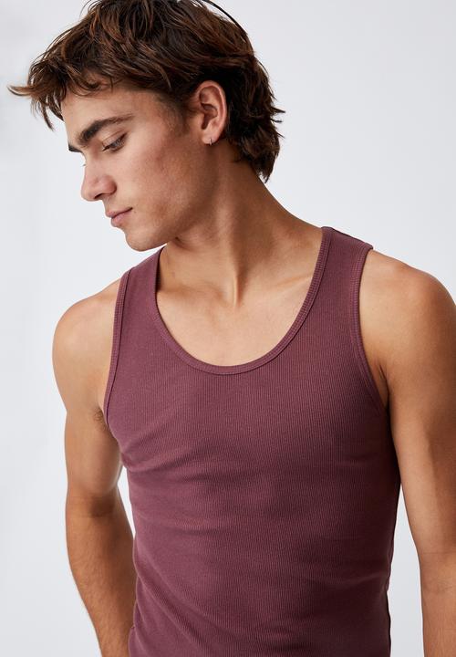 Cotton On - 2x2 rib tank - aged wine