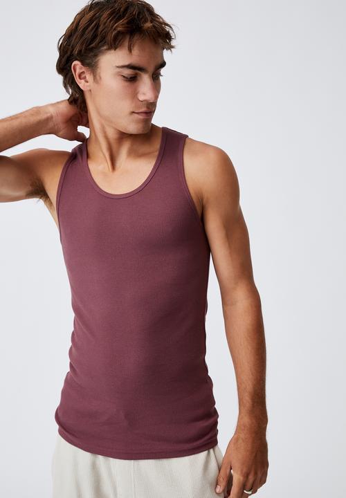 Cotton On - 2x2 rib tank - aged wine