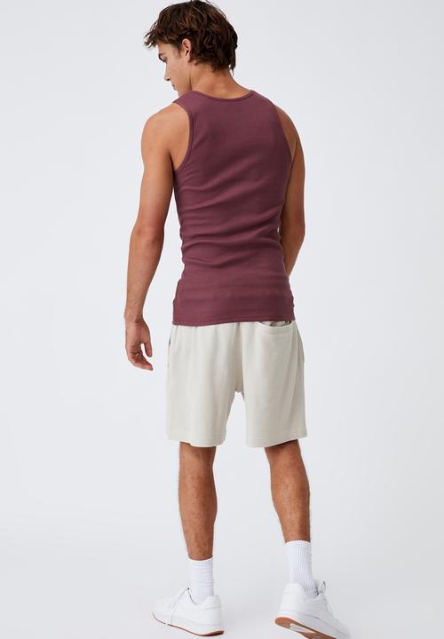 Cotton On - 2x2 rib tank - aged wine