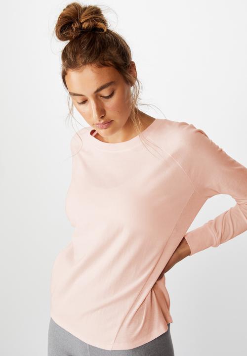 Cotton On - Active rib long sleeve top - pink sherbet