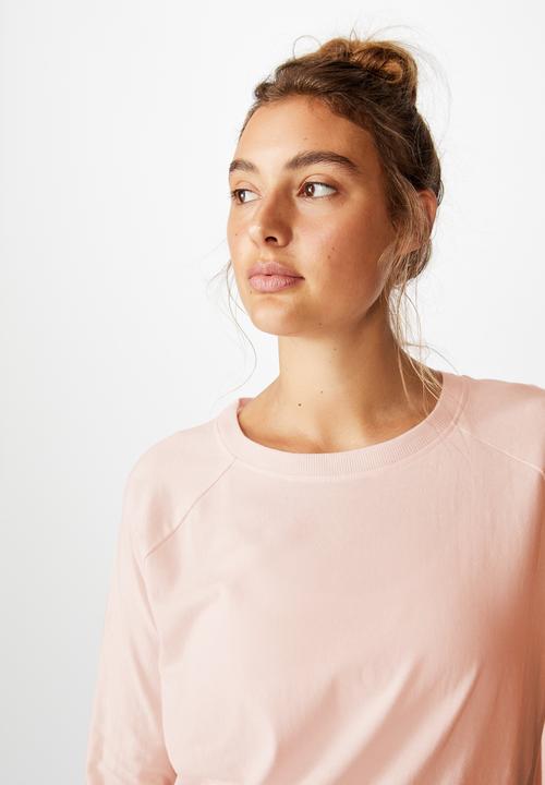 Cotton On - Active rib long sleeve top - pink sherbet