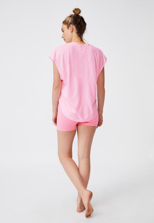 Cotton On - Active scoop hem T-shirt - pink sherbet