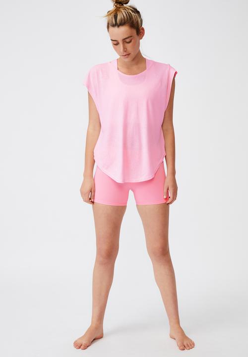 Cotton On - Active scoop hem T-shirt - pink sherbet