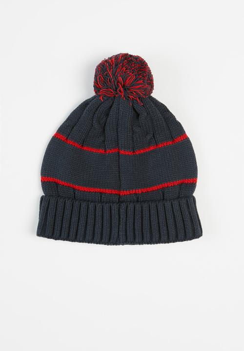 POLO - Boys cameron branded beanie- navy & red 