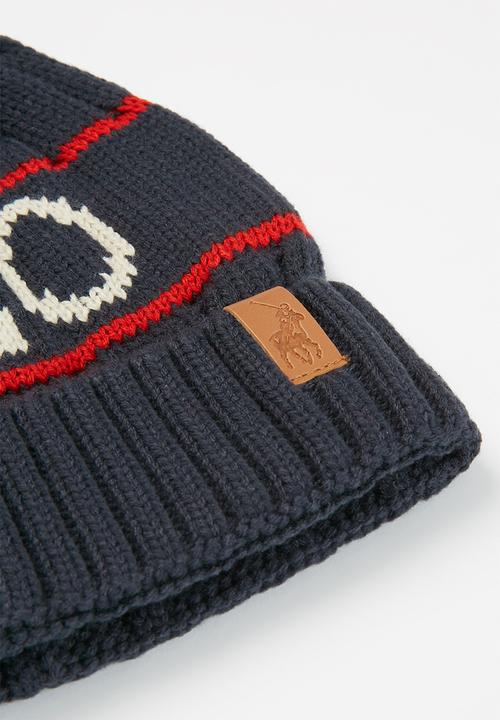 POLO - Boys cameron branded beanie- navy & red 