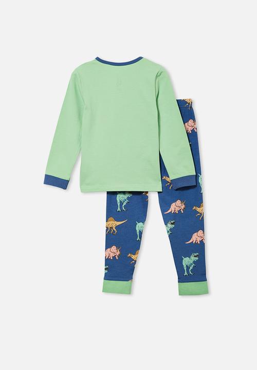 Cotton On - Orlando long sleeve pyjama set - dreaming dinosaur & spearmint
