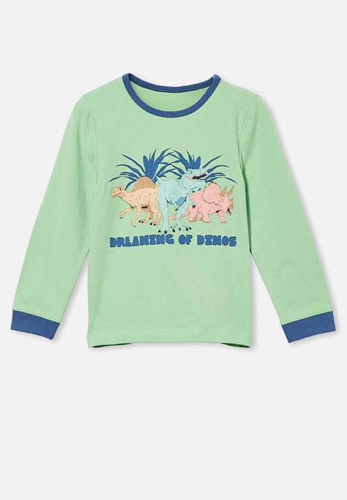 Cotton On - Orlando long sleeve pyjama set - dreaming dinosaur & spearmint