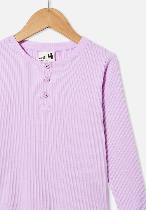 Cotton On - Lucy long sleeve henley - pale violet