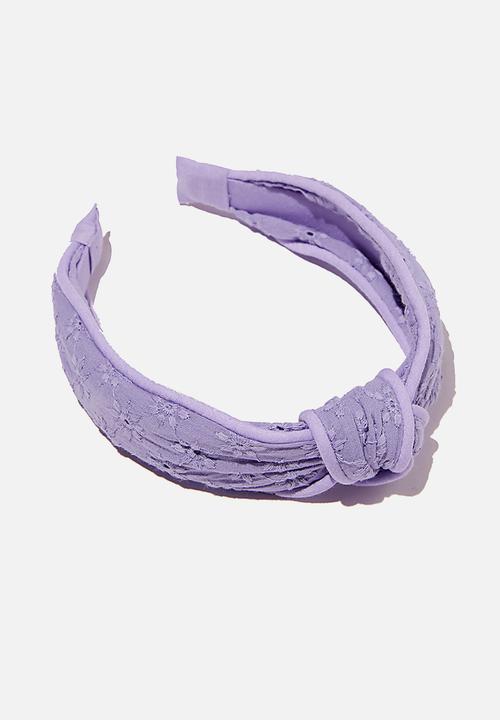 Cotton On - Knotted headband - purple broderie