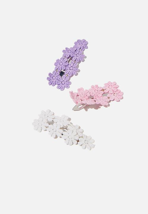 Cotton On - Hair clip - pink purple daisies