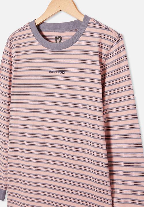 Free by Cotton On - Free boys long sleeve tee - zephyr / steel stripe