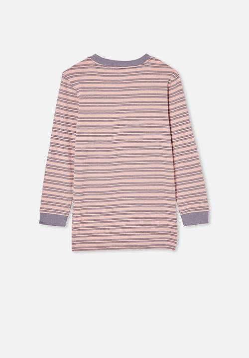 Free by Cotton On - Free boys long sleeve tee - zephyr / steel stripe