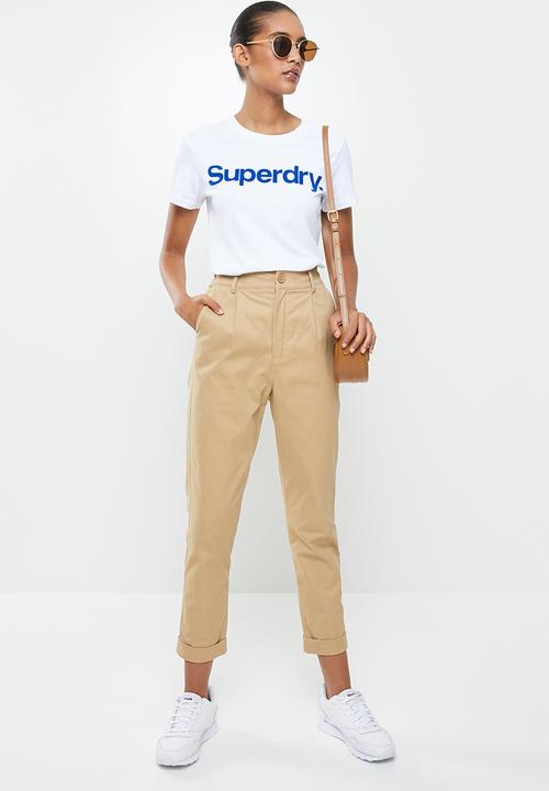 Superdry. - Cl flock tee - white 