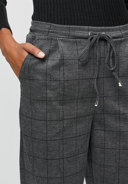 edit - Check woven jogger - grey & black