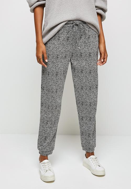 edit - Check woven jogger - black & white