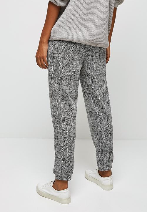edit - Check woven jogger - black & white
