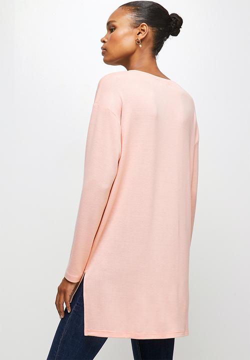 edit - Longline cut & sew top - pink
