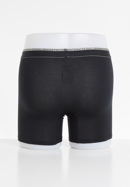 Jockey - Plain cotto stretch long leg trunk - black 