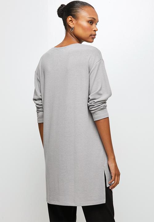 edit - Longline cut & sew top - grey